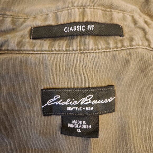 Eddie Bauer Mens Size XL 100% Cotton Short Sleeve Green Button up Shirt - Picture 4 of 6